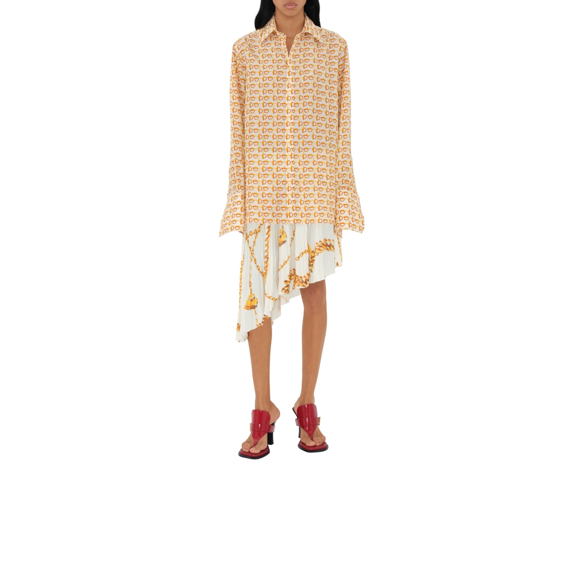 B 실크 셔츠-GOLD/WHITE