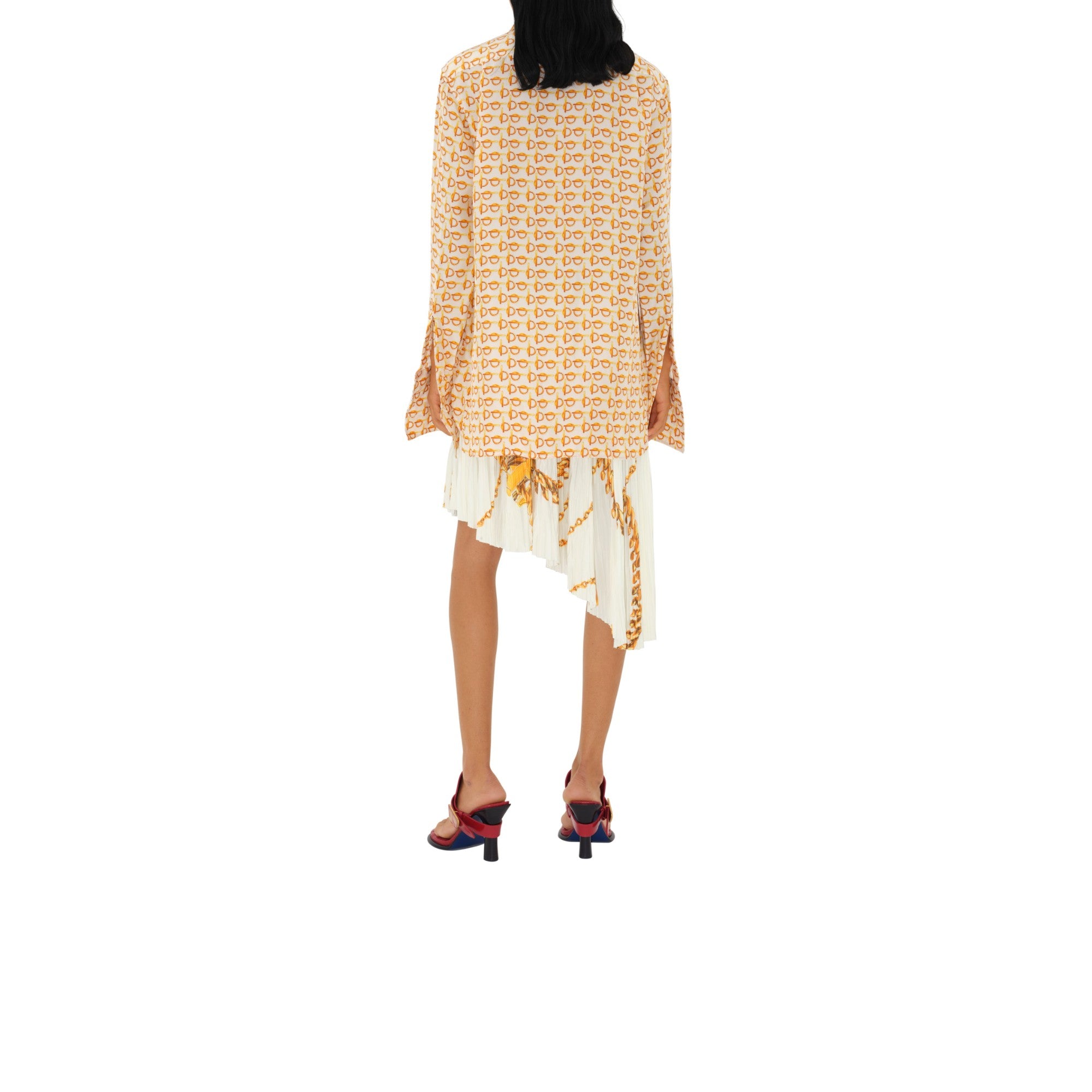 B 실크 셔츠-GOLD/WHITE