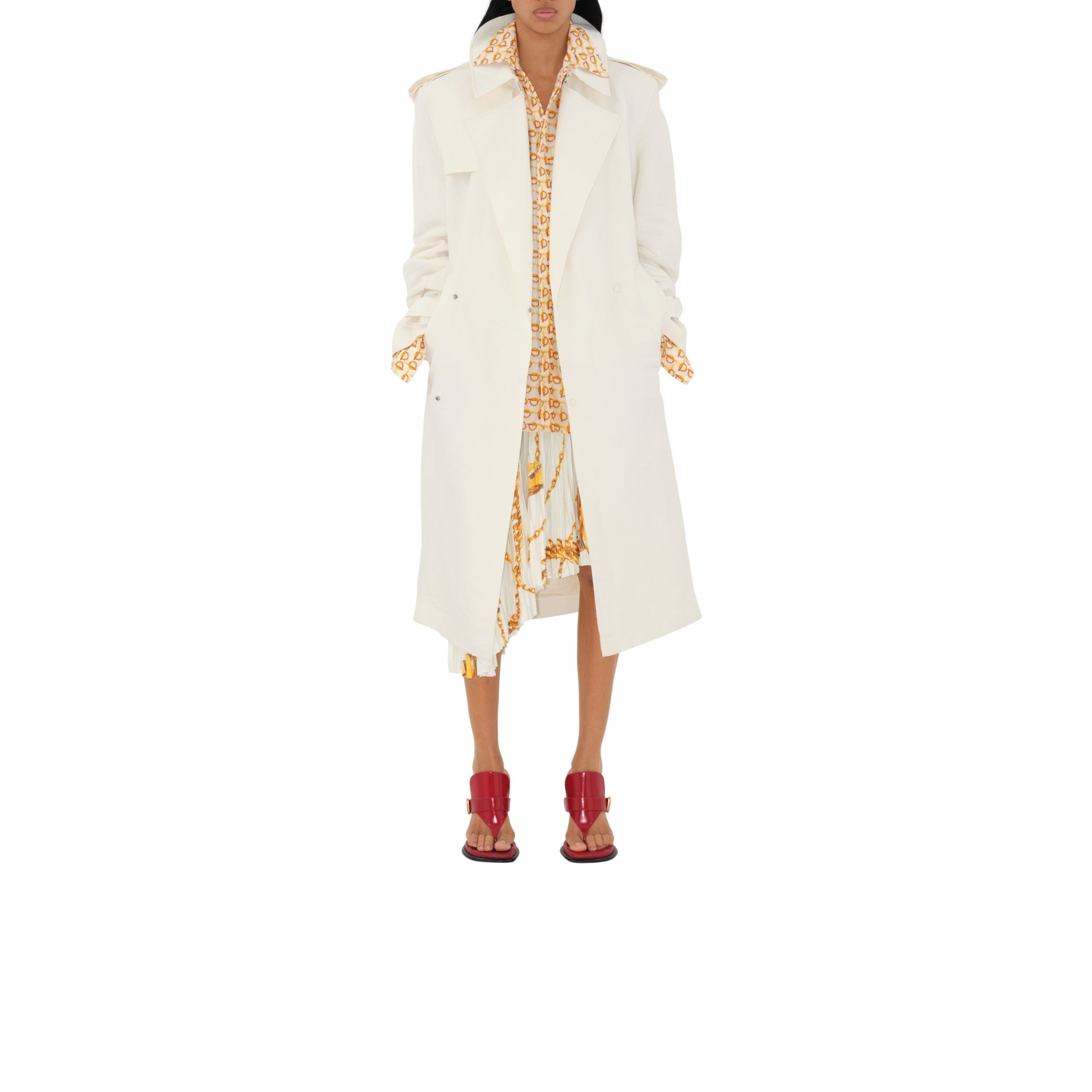 B 실크 셔츠-GOLD/WHITE