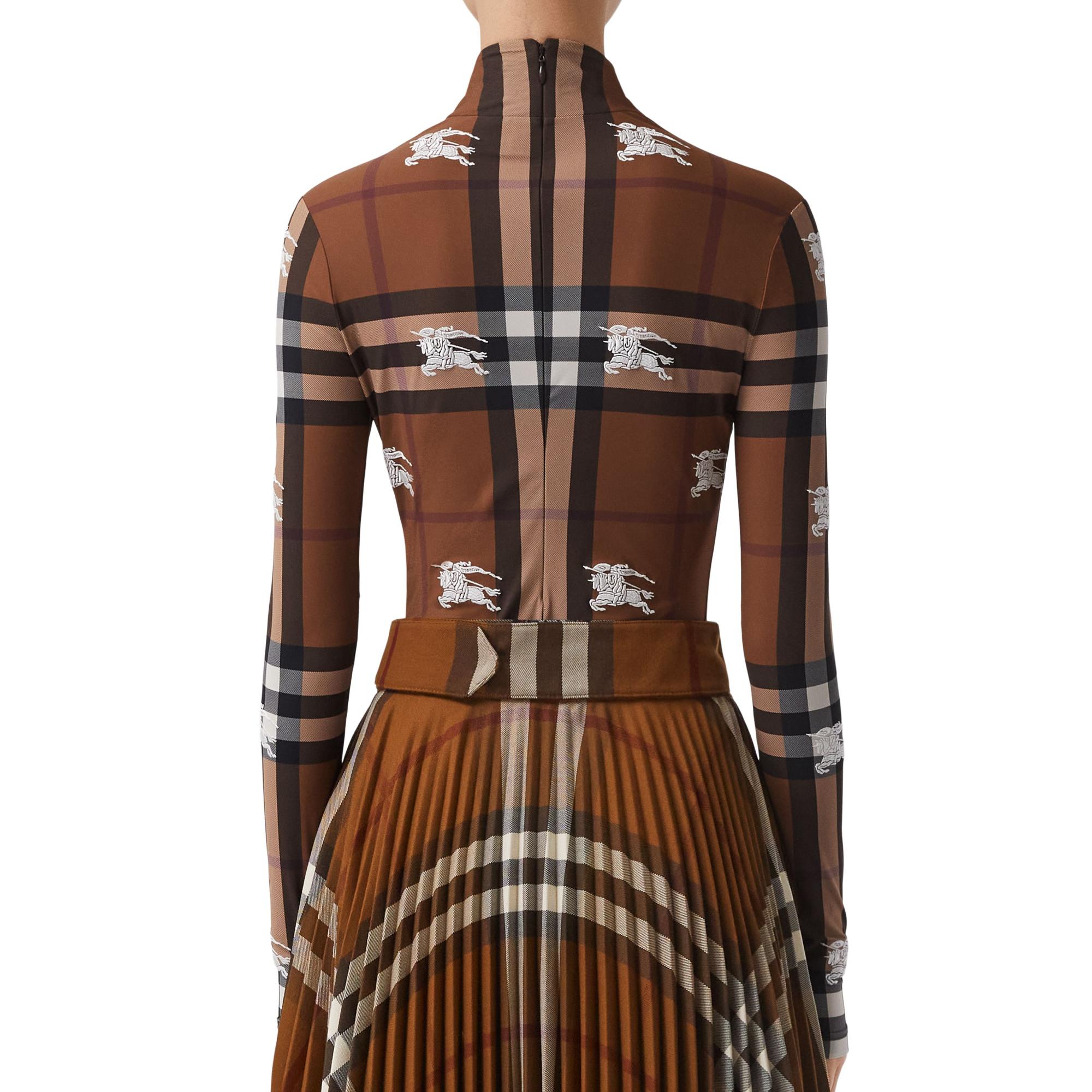 EKD 체크 스트레치 저지 바디수트