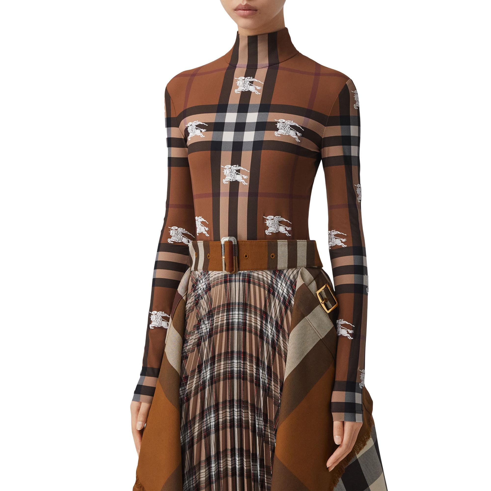 EKD 체크 스트레치 저지 바디수트